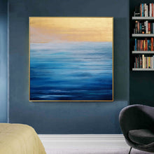Load image into Gallery viewer, Beach Sunset Painting Blue Abstract Painting on Canvas Op035