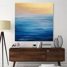 Load image into Gallery viewer, Beach Sunset Painting Blue Abstract Painting on Canvas Op035