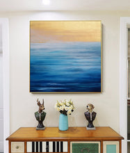 Load image into Gallery viewer, Beach Sunset Painting Blue Abstract Painting on Canvas Op035