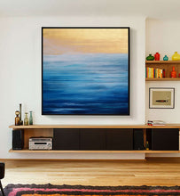 Load image into Gallery viewer, Beach Sunset Painting Blue Abstract Painting on Canvas Op035