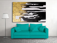 Load image into Gallery viewer, Gold and Black Abstract Painting, Extra Large Painting, Modern Office Art Bp056
