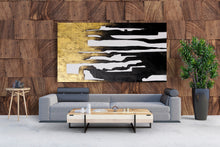 Load image into Gallery viewer, Gold and Black Abstract Painting, Extra Large Painting, Modern Office Art Bp056