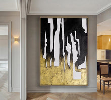 Load image into Gallery viewer, Gold and Black Abstract Painting, Extra Large Painting, Modern Office Art Bp056