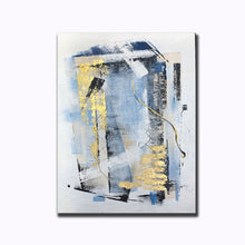 Load image into Gallery viewer, Blue Gold Gray Abstract Painting On Canvas Sofa Size Canvas Art Np093