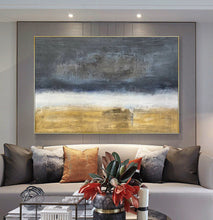 Load image into Gallery viewer, Yellow Abstract Painting Gold Art Painting Black and White Painting Op084