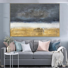 Load image into Gallery viewer, Yellow Abstract Painting Gold Art Painting Black and White Painting Op084