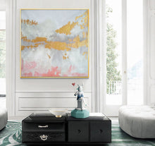 Load image into Gallery viewer, Gold White Pink Art Abstract Painting Oversized Art Canvas Op039
