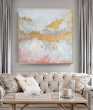 Load image into Gallery viewer, Gold White Pink Art Abstract Painting Oversized Art Canvas Op039