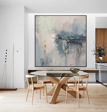 Load image into Gallery viewer, Blue White Gold Abstract Painting On Canvas Acrylic Painting Yp029