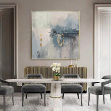 Load image into Gallery viewer, Blue White Gold Abstract Painting On Canvas Acrylic Painting Yp029