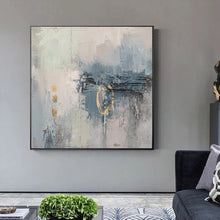 Load image into Gallery viewer, Blue White Gold Abstract Painting On Canvas Acrylic Painting Yp029