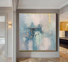 Load image into Gallery viewer, Gold Blue Original Abstract Painting Acrylic Huge Wall Art Yp023