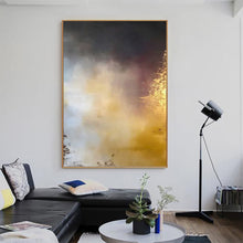 Load image into Gallery viewer, Extra Large Gold Grey Abstract Painting on Canvas Yellow Painting Op009