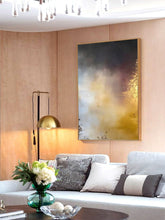 Load image into Gallery viewer, Extra Large Gold Grey Abstract Painting on Canvas Yellow Painting Op009