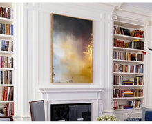 Load image into Gallery viewer, Extra Large Gold Grey Abstract Painting on Canvas Yellow Painting Op009