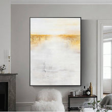 Load image into Gallery viewer, Gold White Wall Painting on Canvas Minimalist Painting Op029