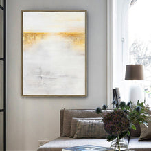 Load image into Gallery viewer, Gold White Wall Painting on Canvas Minimalist Painting Op029