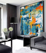 Load image into Gallery viewer, 48x60 Canvas Art Blue Teal Extra Large Abstact Painting Bp042
