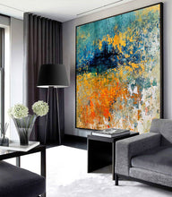 Load image into Gallery viewer, Blue Yellow Orange Abstract Painting,Dining Room Wall Art Gp068