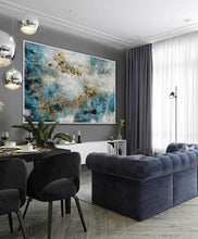 Load image into Gallery viewer, Gold Leaf Oversize Modern Texture Abstract Canvas Wall Art Ap061