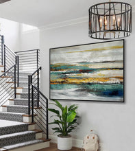 Load image into Gallery viewer, Acrylic Painting Turquoise Teal Blue Modern Abstract Art Ap062