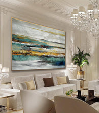 Load image into Gallery viewer, Acrylic Painting Turquoise Teal Blue Modern Abstract Art Ap062