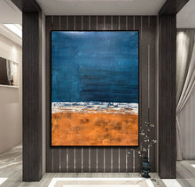 Load image into Gallery viewer, Deep Blue Orange Abstract Painting Textured Wall Art Np117