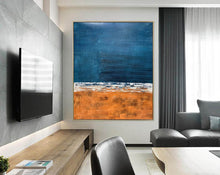 Load image into Gallery viewer, Deep Blue Orange Abstract Painting Textured Wall Art Np117