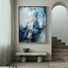 Load image into Gallery viewer, Navy Blue And White Abstract Painting Oversize Canvas Art Op080