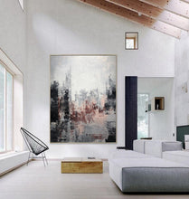 Load image into Gallery viewer, Large Gray Painting Abstract City Painting Black and White Painting Op069