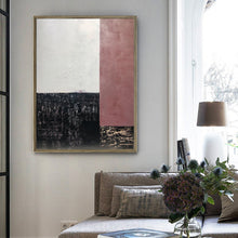Load image into Gallery viewer, Black and White Painting on Canvas Iron Red Wall Art Op052