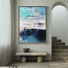 Load image into Gallery viewer, Blue Abstract Art Canvas Grey Wall Painting Cp024