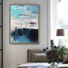 Load image into Gallery viewer, Blue Abstract Art Canvas Grey Wall Painting Cp024