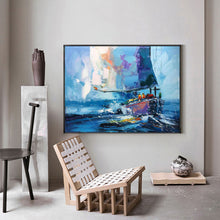 Load image into Gallery viewer, Seascape Painting Blue Abstract Sailing Boat Painting Yp005