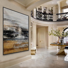 Load image into Gallery viewer, Gray Gold Black Abstract Wall Art Brown Oil Painting on Canvas Ap059