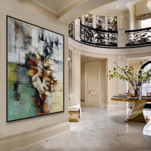 Load image into Gallery viewer, Green Gray Abstract Painting For Living Room Office Art Ap077