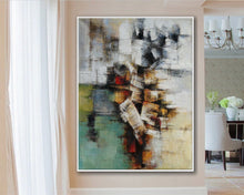 Load image into Gallery viewer, Green Gray Abstract Painting For Living Room Office Art Ap077