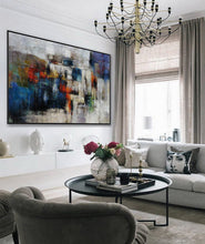 Load image into Gallery viewer, Blue Purple Textured Abstract Painting on Canvas Ap074