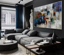 Load image into Gallery viewer, Blue Purple Textured Abstract Painting on Canvas Ap074