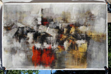 Load image into Gallery viewer, White Gray Red Textured Abstract Wall Art Texture Oil Painting