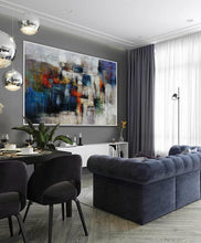 Load image into Gallery viewer, Blue Purple Textured Abstract Painting on Canvas Ap074