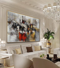 Load image into Gallery viewer, White Gray Red Textured Abstract Wall Art Texture Oil Painting