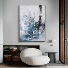 Load image into Gallery viewer, Blue And Gray Abstract Painting Teal Wall Art Office Wall Decor Op020