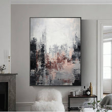Load image into Gallery viewer, Large Gray Painting Abstract City Painting Black and White Painting Op069