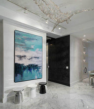 Load image into Gallery viewer, Large Ocean Painting Green Blue Abstract Art Op041