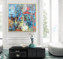 Load image into Gallery viewer, Blue Red Gray Abstract Painting Modern Wall Art Op038