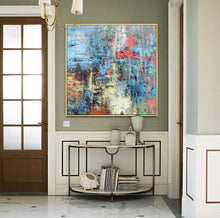 Load image into Gallery viewer, Blue Red Gray Abstract Painting Modern Wall Art Op038