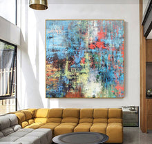 Load image into Gallery viewer, Blue Red Gray Abstract Painting Modern Wall Art Op038