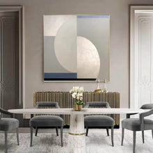 Load image into Gallery viewer, Silver Blue Gray Abstract Painting Extra Large Abstract Art Geometric Wall Art Yp019