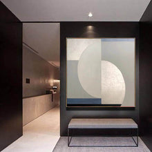 Load image into Gallery viewer, Silver Blue Gray Abstract Painting Extra Large Abstract Art Geometric Wall Art Yp019